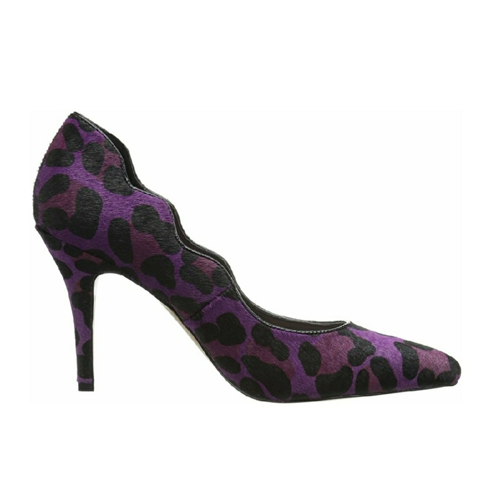 Betsey Johnson NEW Purple Leopard Calf Hair Heels - Picture 3 of 7
